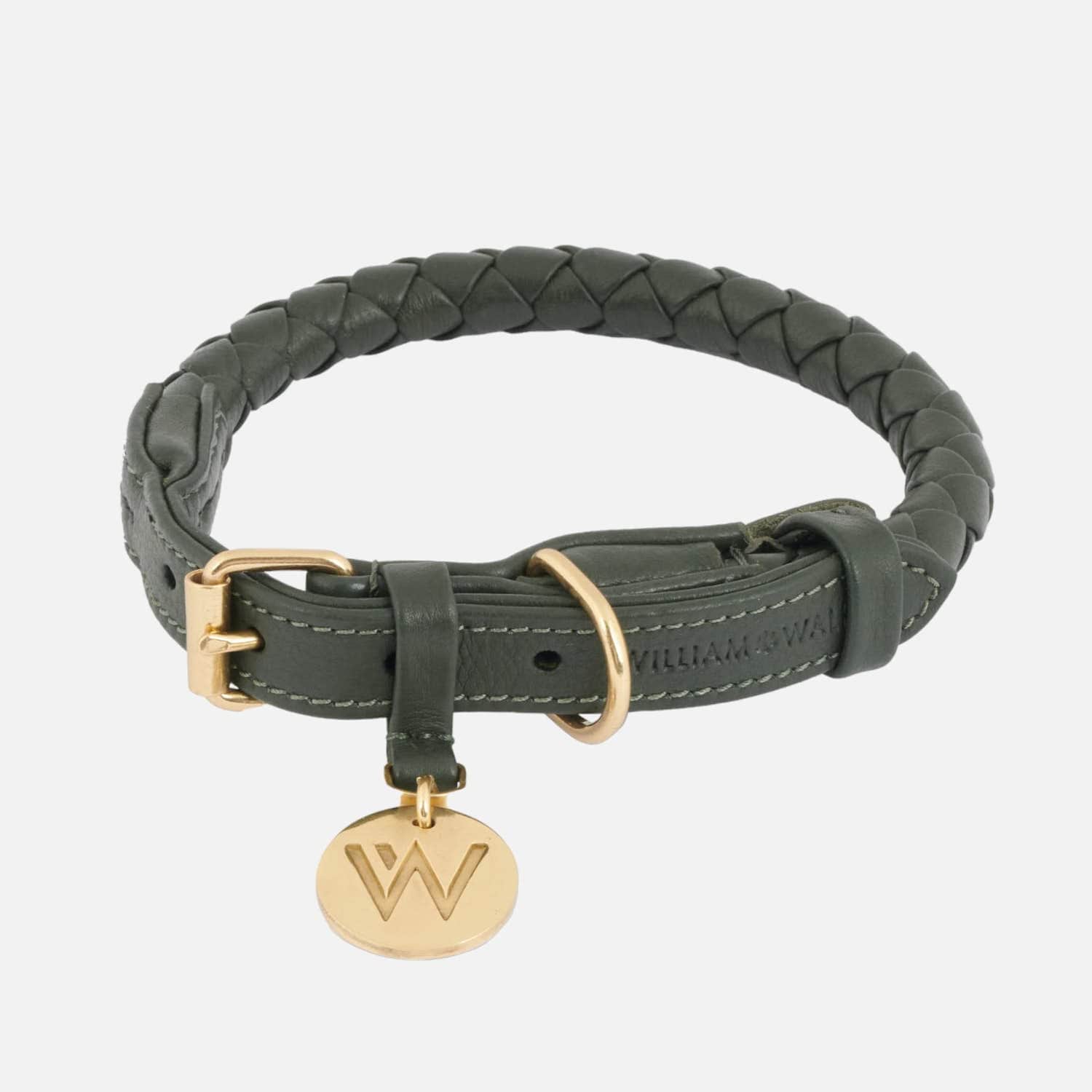 William Walker Leder Hundehalsband Twisted Dark Moss (Waldgrün)